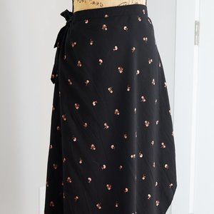 Madewell Barbara Wrap Midi Skirt Size 8 Black